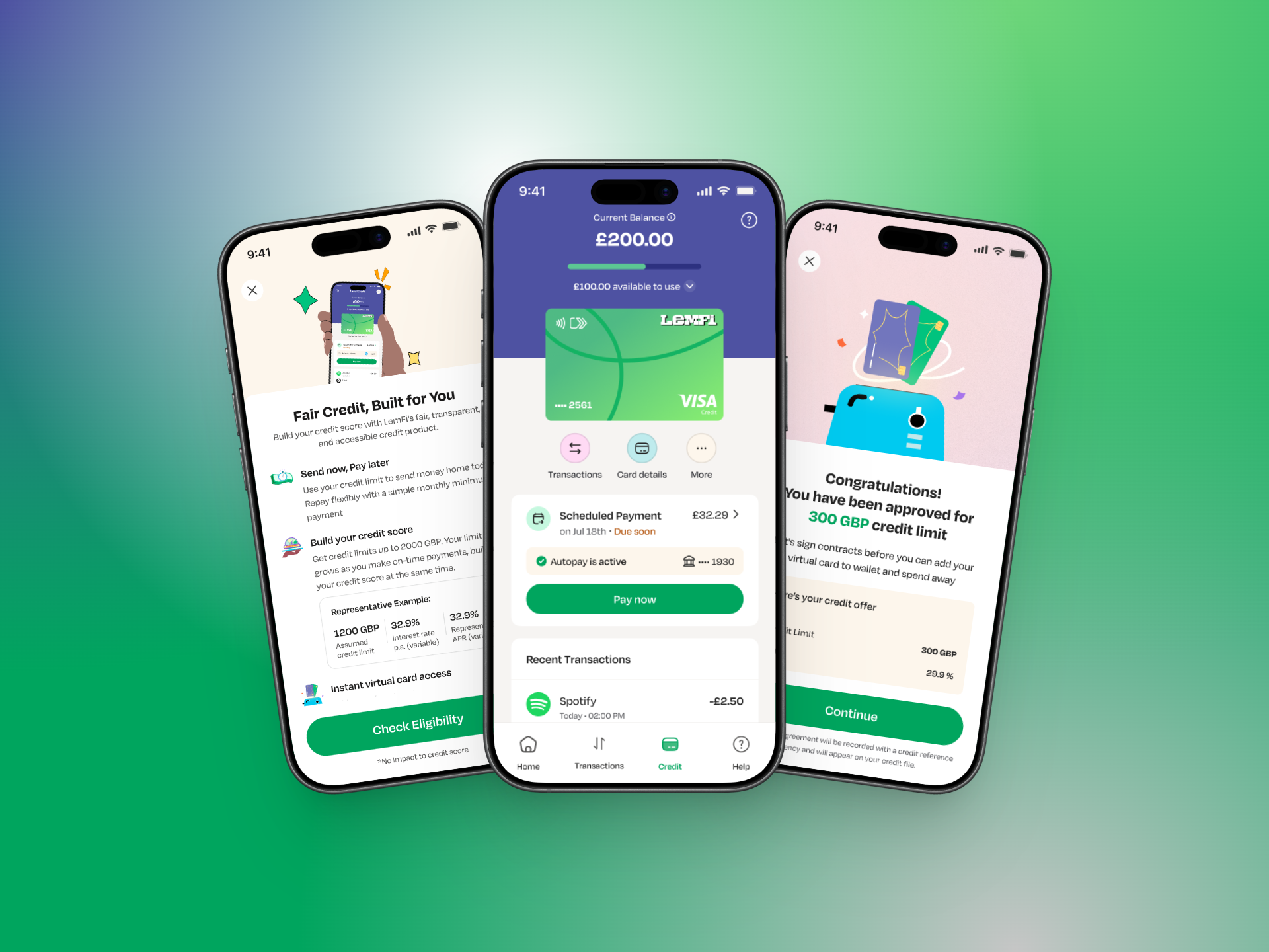 Instalment credit — application flow, card creation, and autopay setup