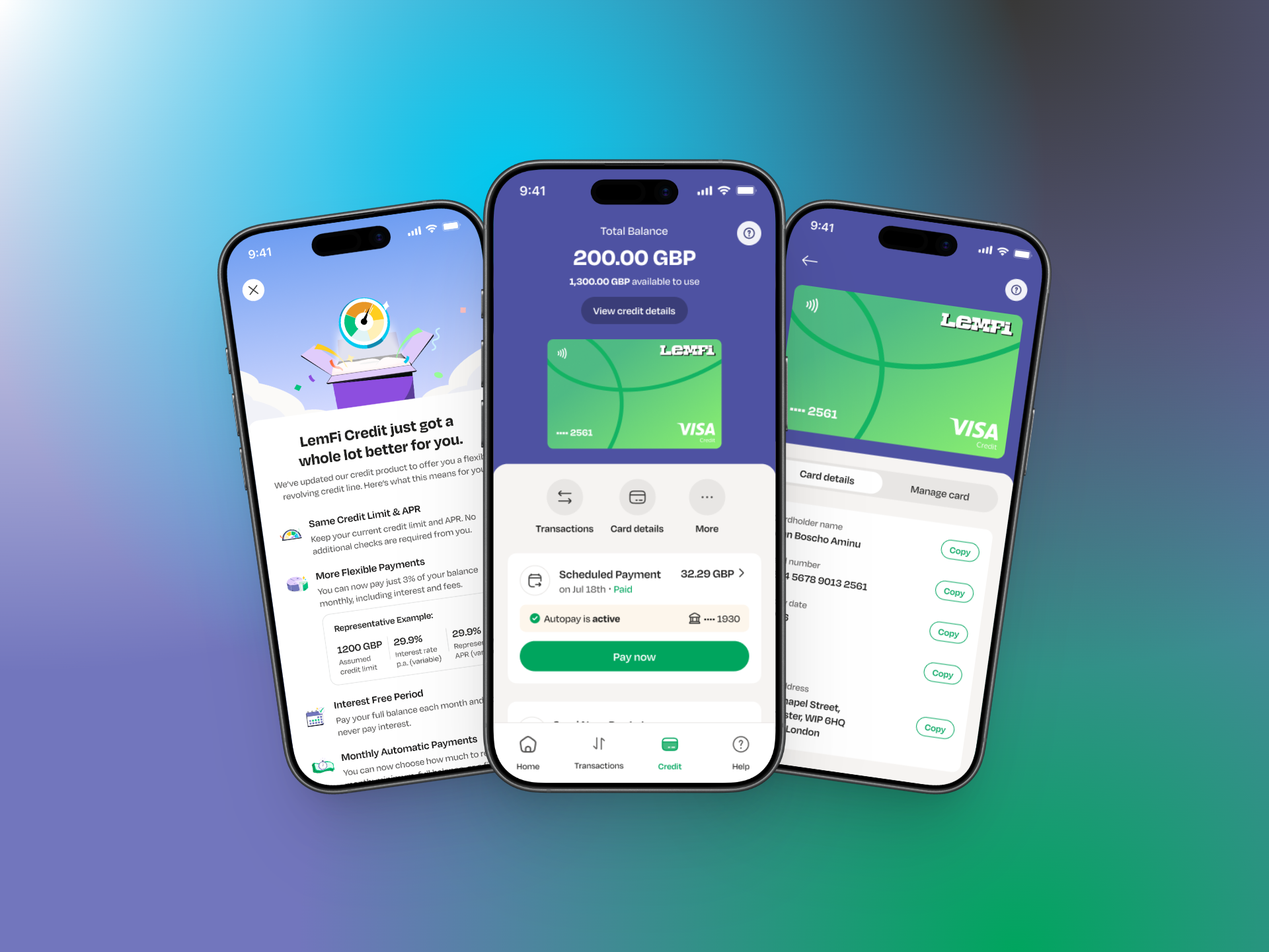 Revolving credit card — eligibility, dashboard, and card details